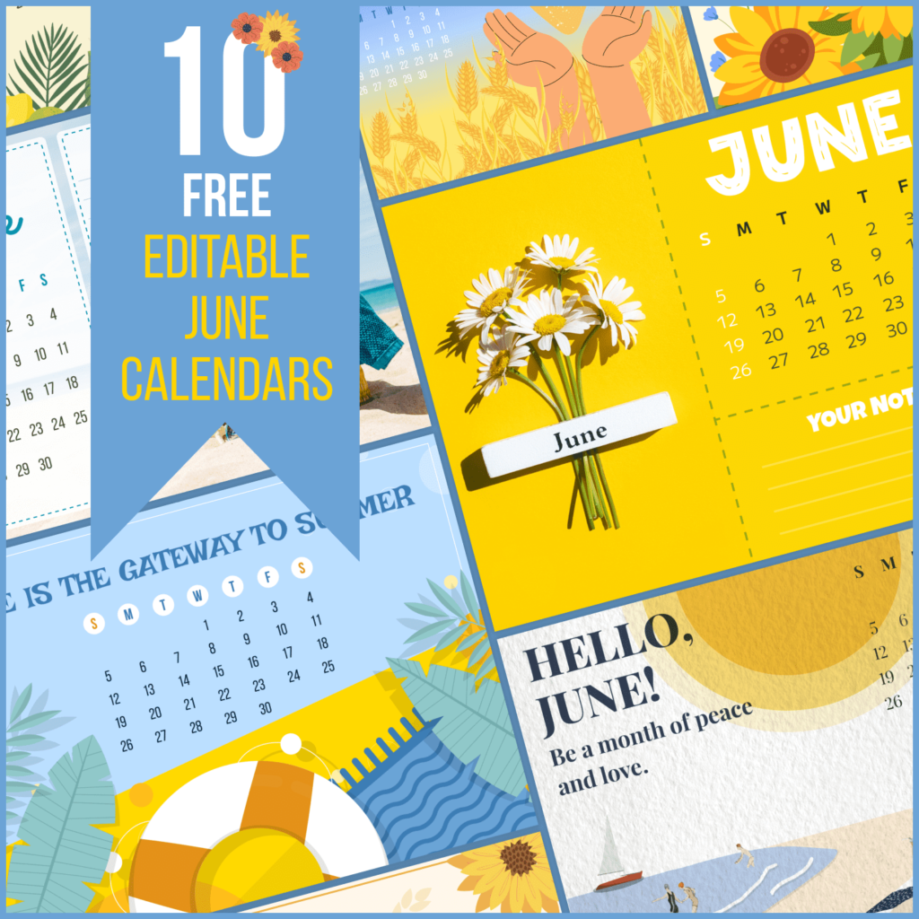 Free Editable June Calendars MasterBundles