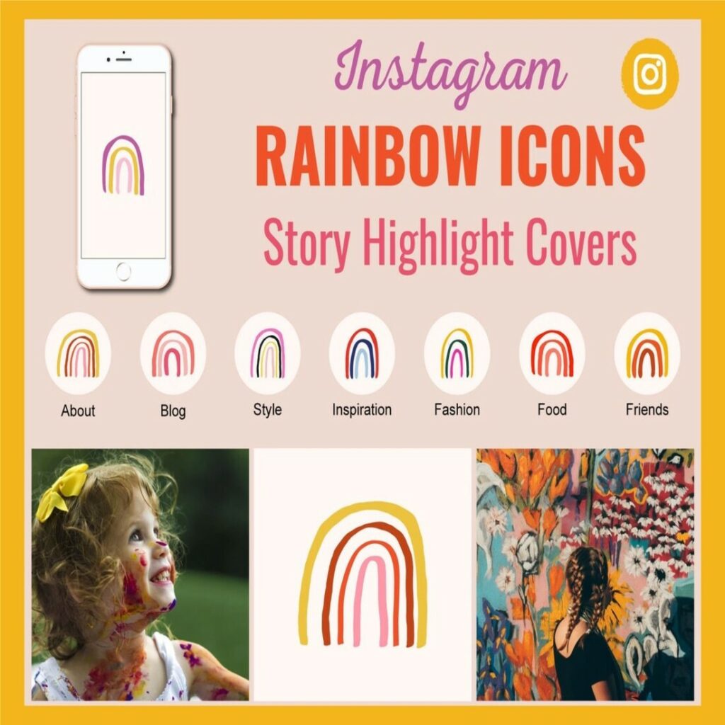 Instagram Rainbow Icons Story Highlight Covers MasterBundles