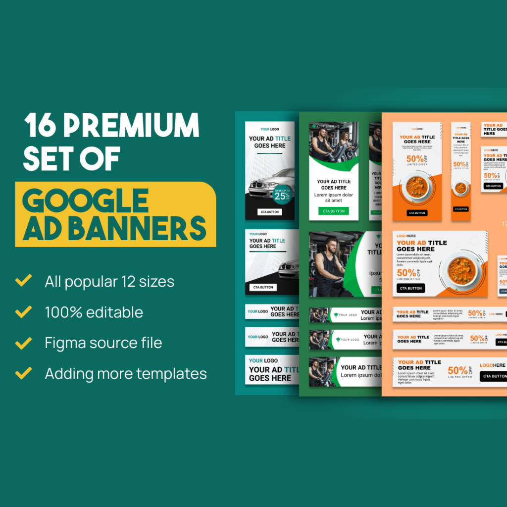 Sets Of Google Banner Ad Designs For Masterbundles