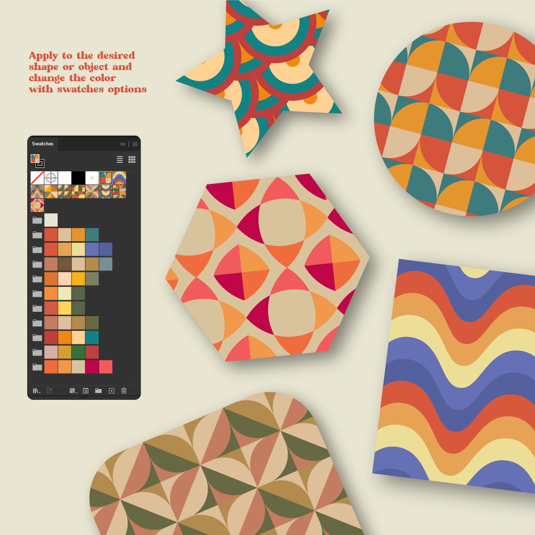 10 Geometric Vintage Patterns V1 MasterBundles