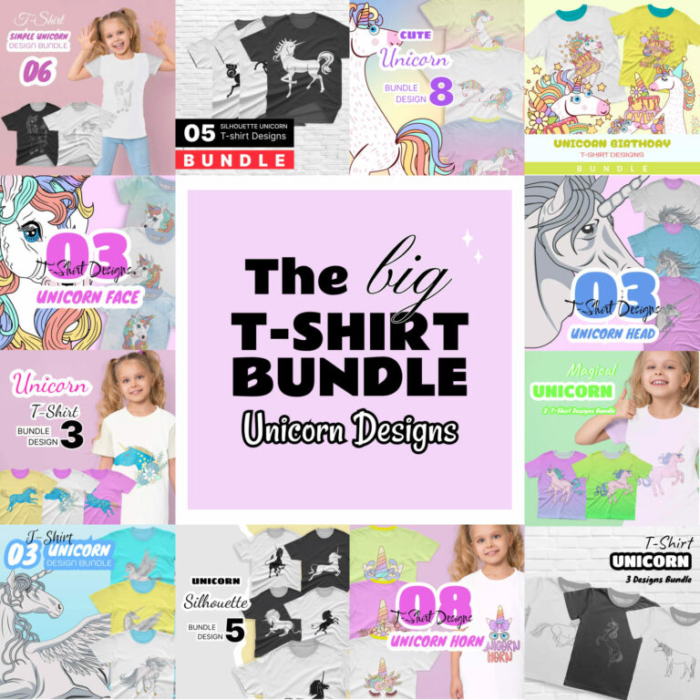 Unicorn Svg T Shirt Designs Bundle Masterbundles