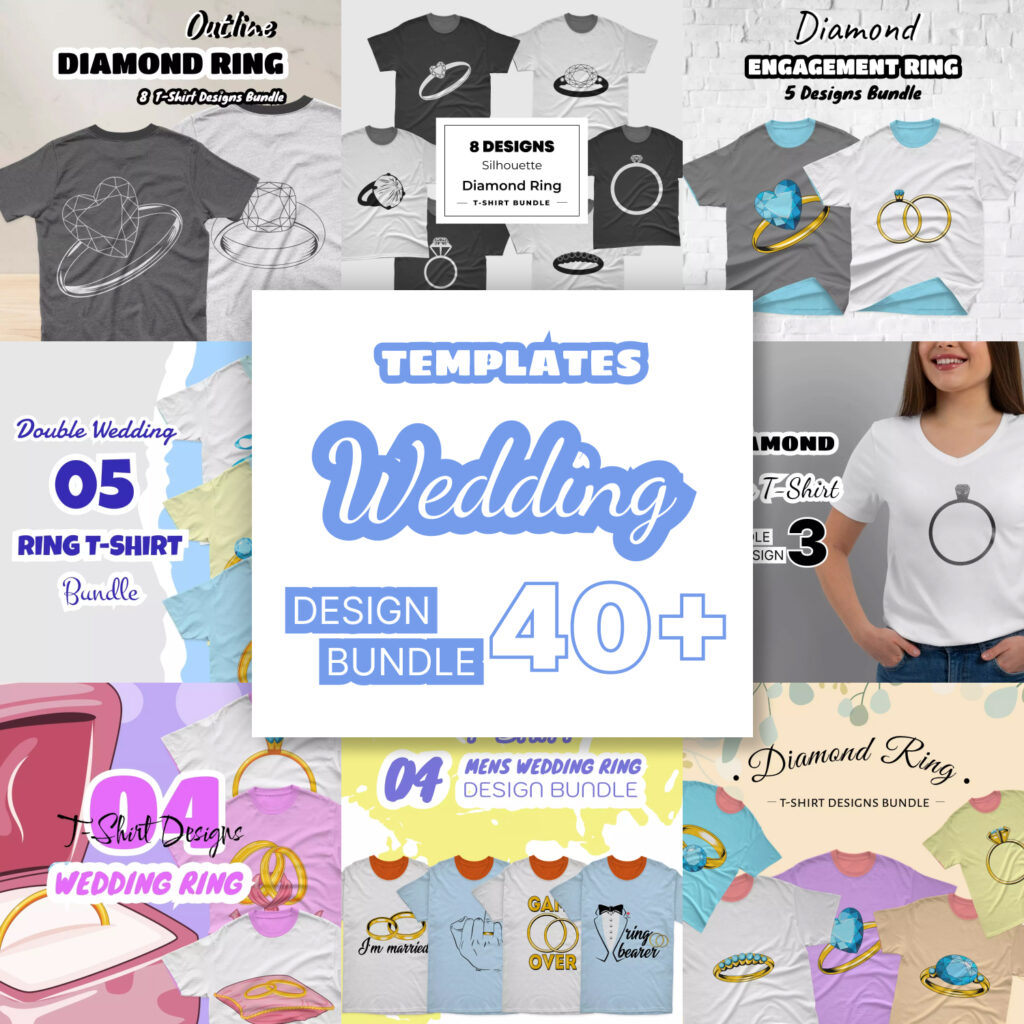 Outline Diamond Ring SVG T Shirt Designs Bundle MasterBundles