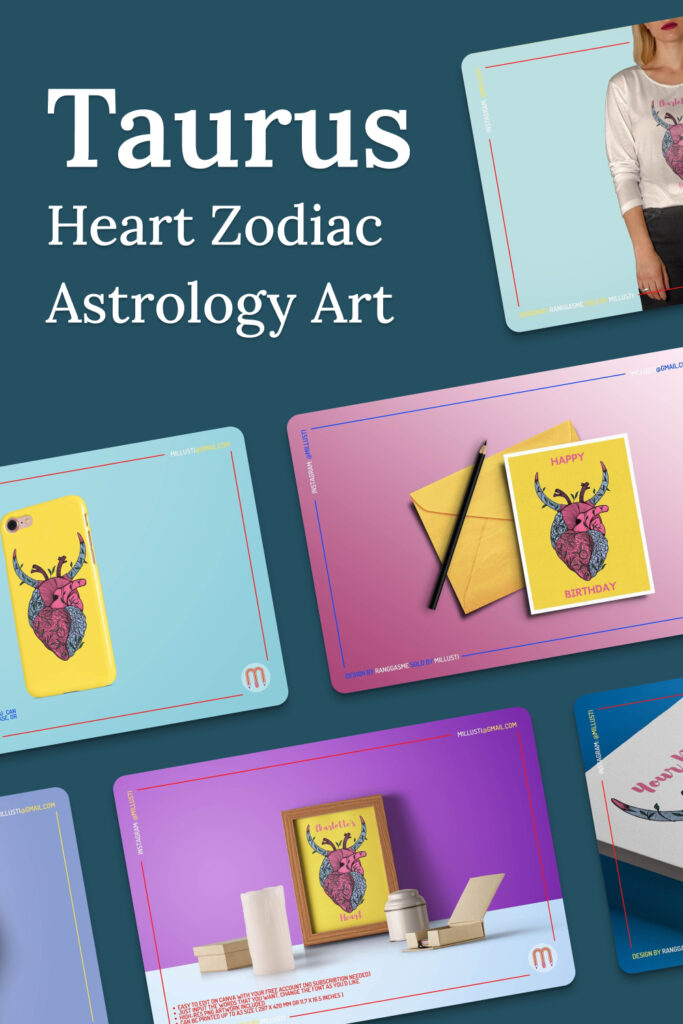 Taurus Heart Zodiac Astrology Art MasterBundles