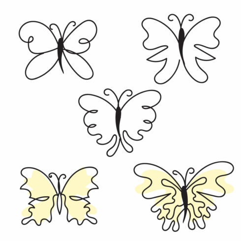 Butterfly Liner Flat Illustration MasterBundles