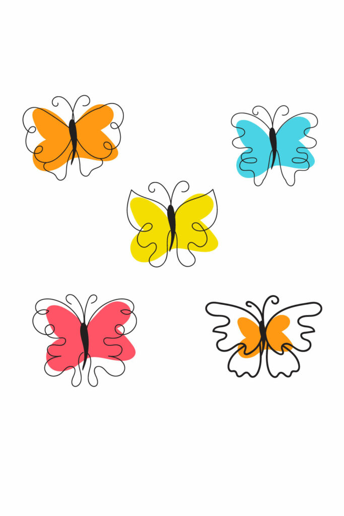 Butterfly Liner Art Masterbundles