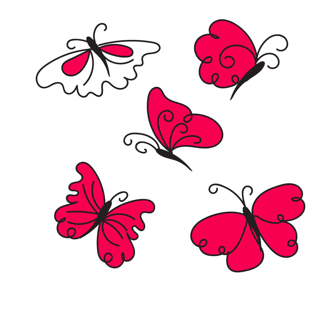 Butterfly Liner Art Svg Bundle Masterbundles