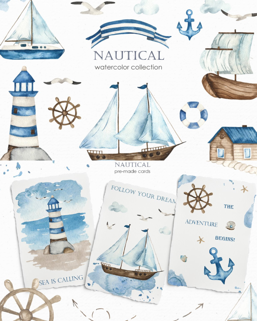 Nautical Watercolor Collection Masterbundles