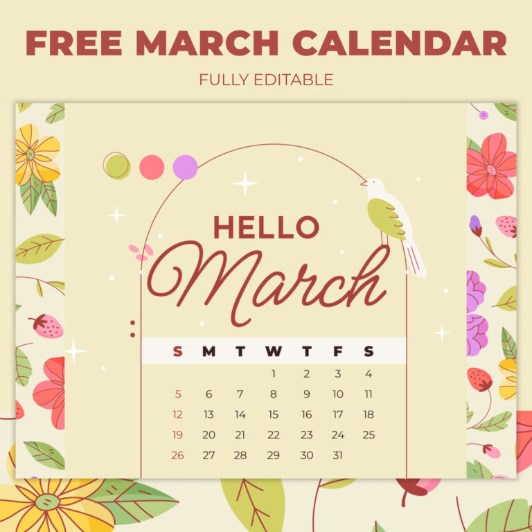 Best Free March Calendar Templates Masterbundles