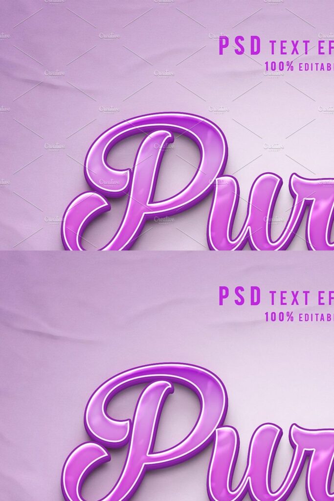 Creative Purple 3D Text Effects MasterBundles