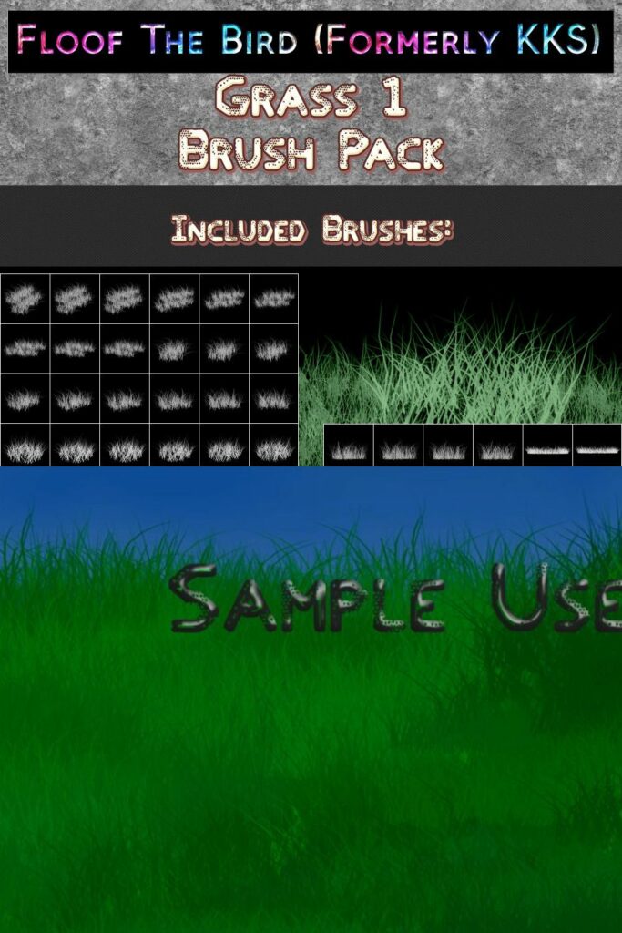 Grass 1 Brush Set By FloofTheBird MasterBundles