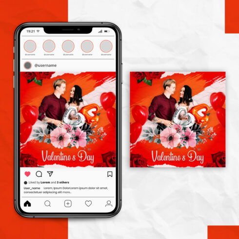 Happy Valentine Day Social Media Post Template MasterBundles