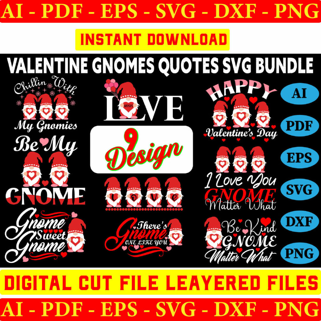 Valentine Day Gnomes SVG Valentine Gnome SVG Love SVG Svg Files For