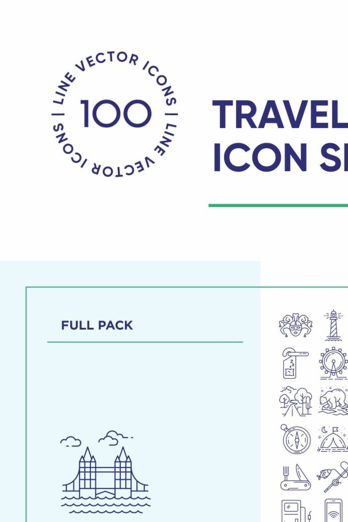 Travel Landmarks Line Icon Set MasterBundles