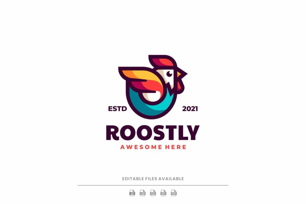 Rooster Simple Mascot Logo Masterbundles