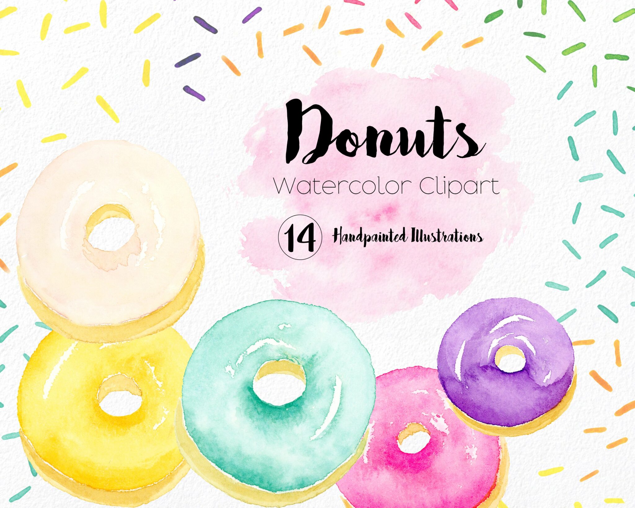 Donut Clipart Watercolor Graphics MasterBundles