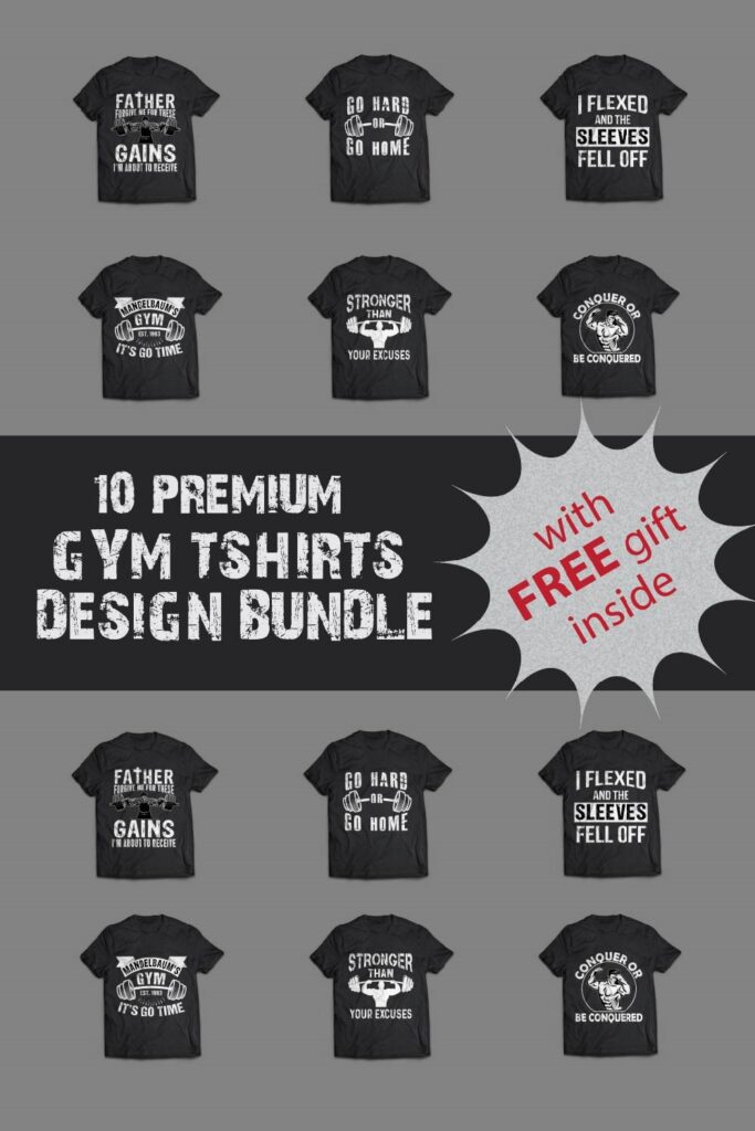 Gym Tshirt Designs Bundle MasterBundles