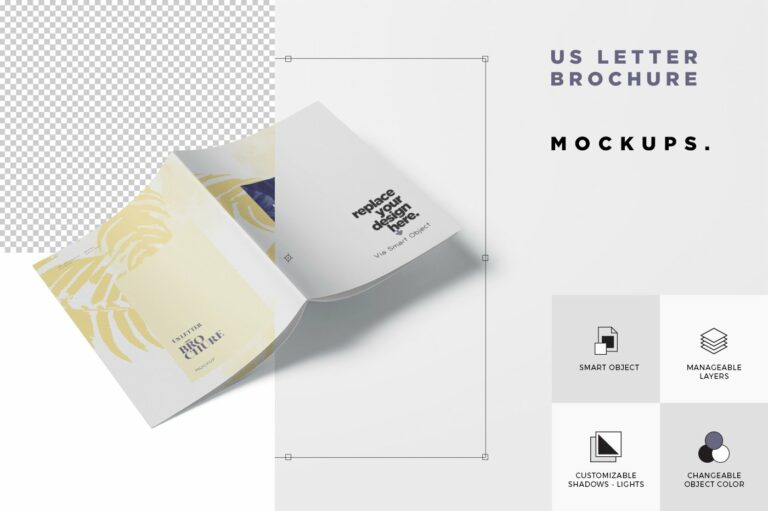 US Letter Brochure Magazine Mock Up MasterBundles