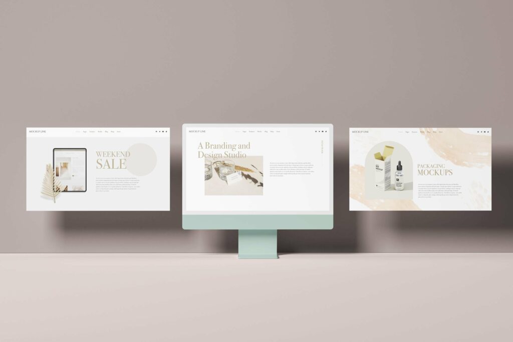 New Imac Website Mockup Set Masterbundles