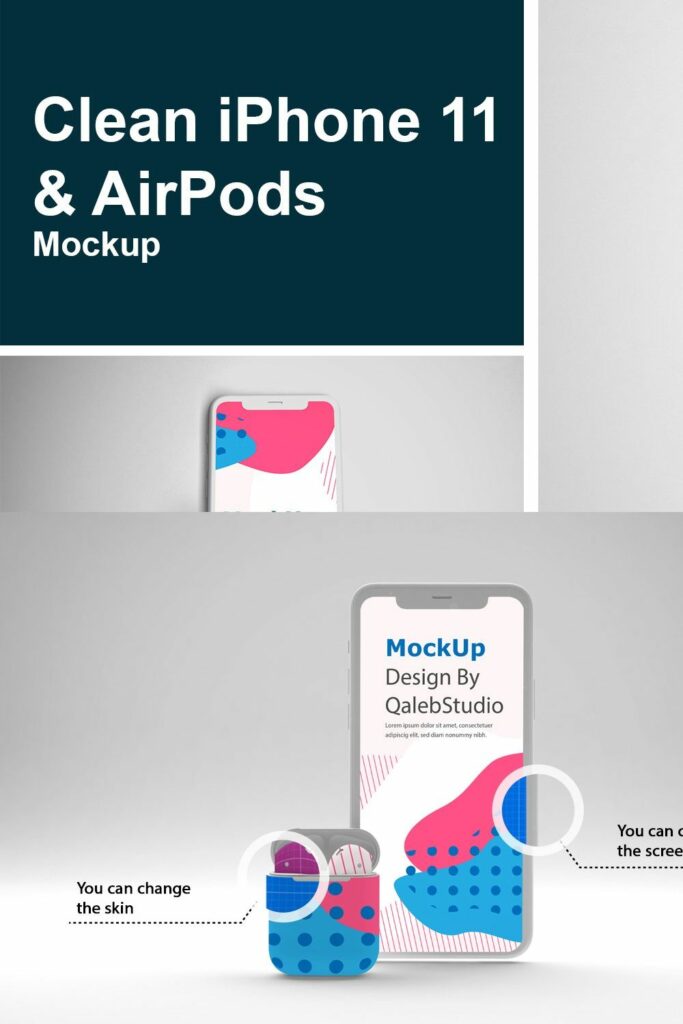 Clean IPhone 11 AirPods Mockup MasterBundles