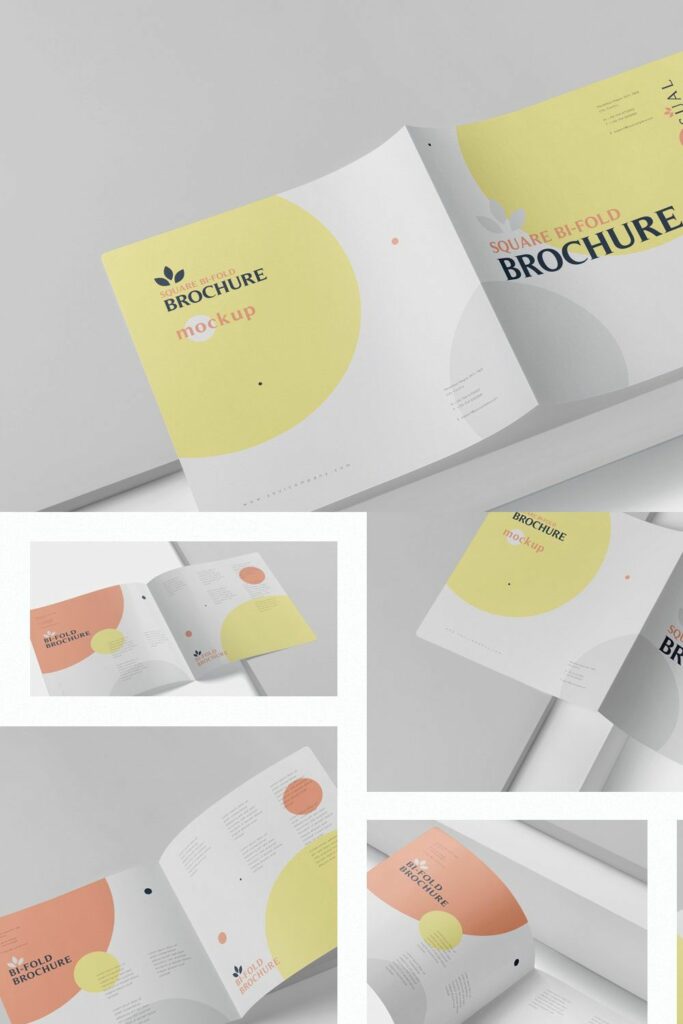 Square Bi Fold Brochure Mock Up Masterbundles