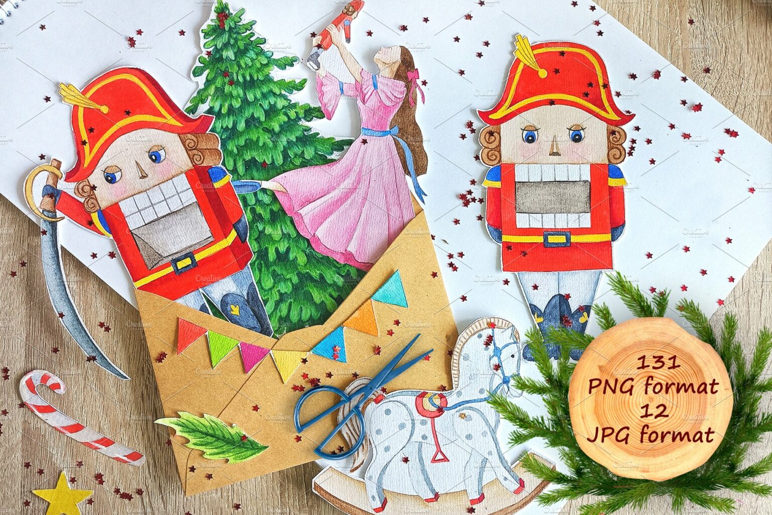 Nutcracker Watercolor Set 600DPI MasterBundles