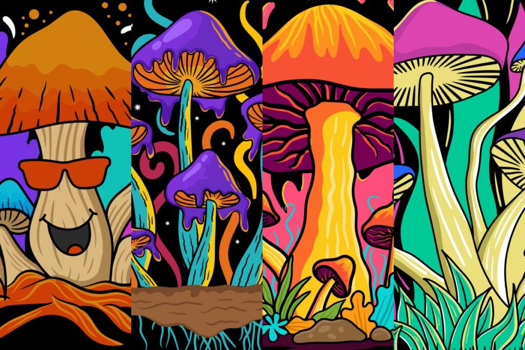 Mushroom Fantasy Art Illustration PNG T Shirt Designs Bundle