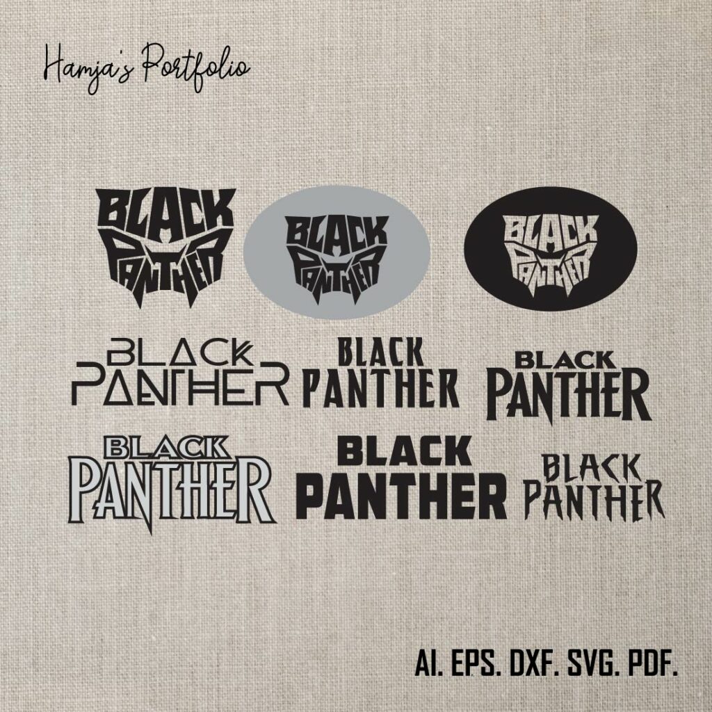 Black Panther Bundle Silhouette Digital Clipart Wakanda Printable SVG