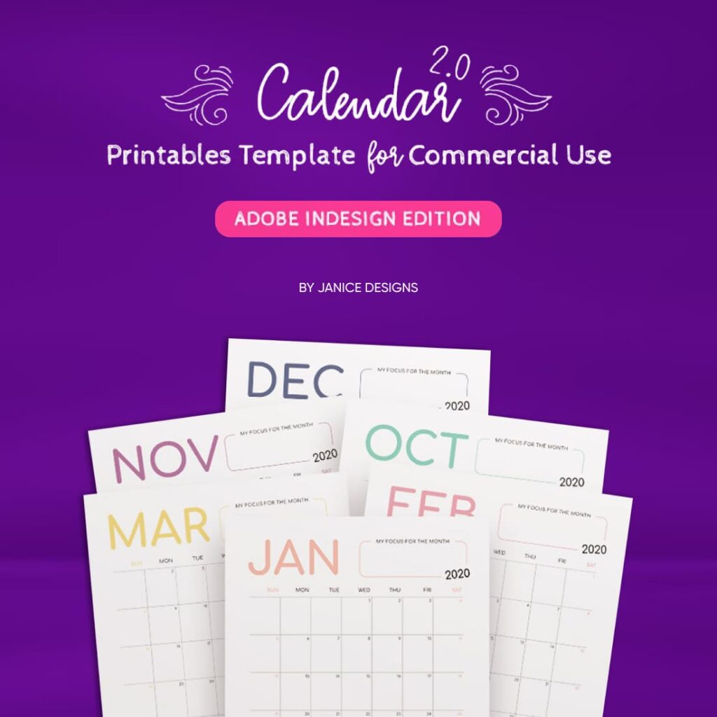 Calendar Indesign Template Masterbundles