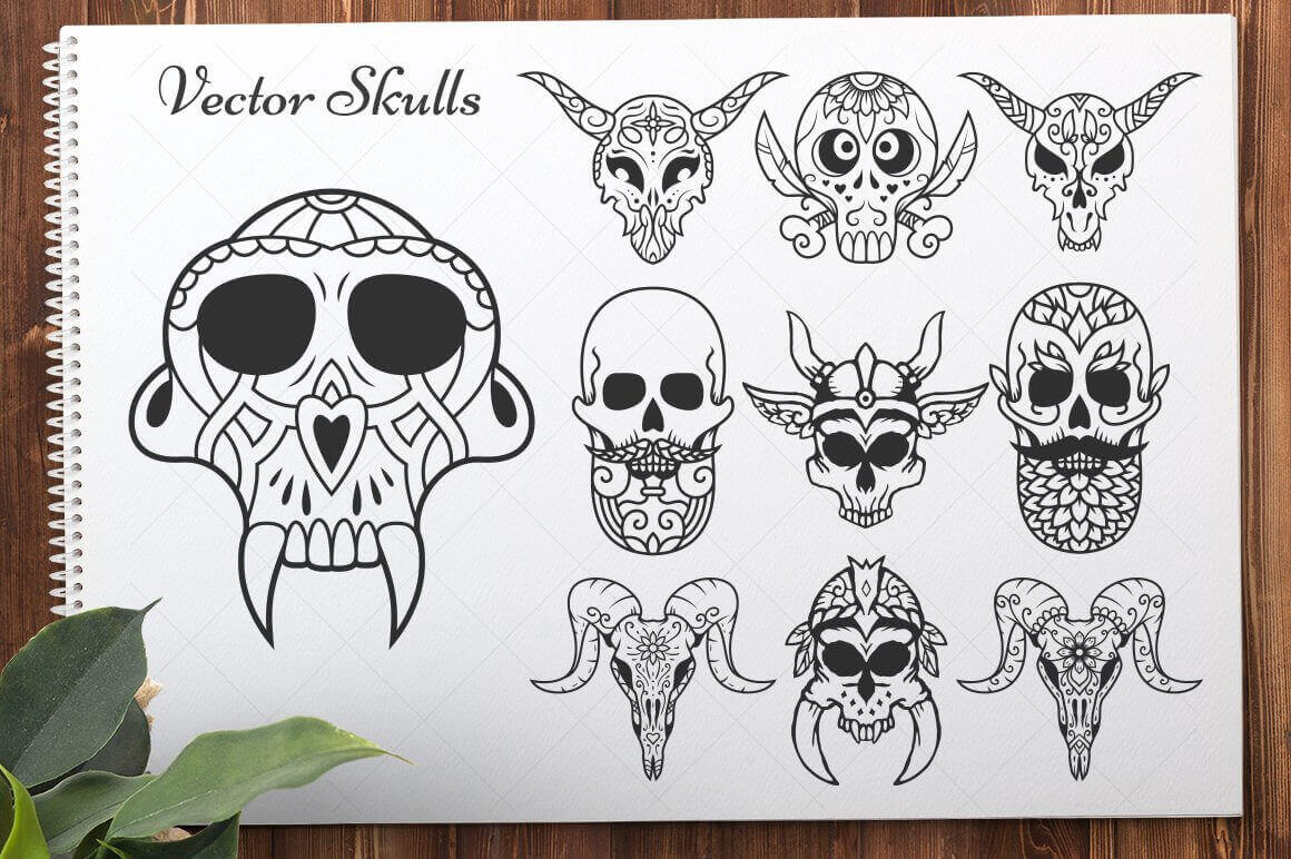 50 Vector Sugar Skulls SVG Bundle MasterBundles