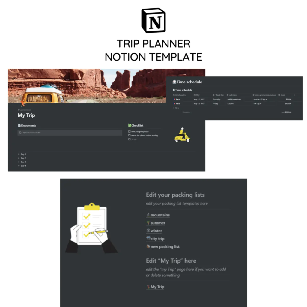 Notion Trip Planner MasterBundles