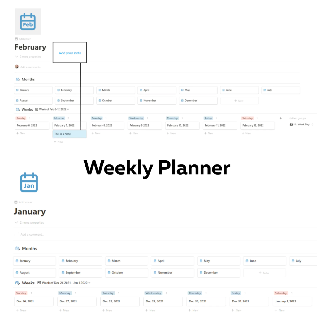 Weekly Planner Notion Template Masterbundles