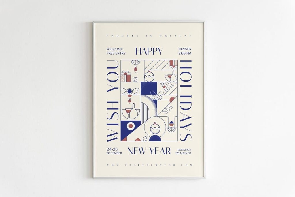 New Year Illustrated Flyer Masterbundles