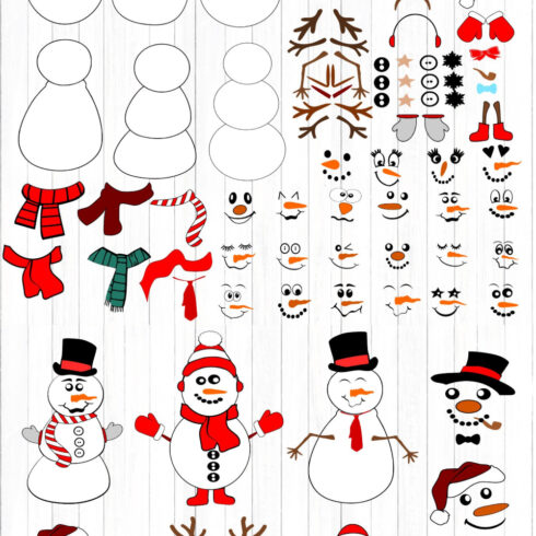 Snowman Face Svg Bundle Accesories Christmas Snowman Svg Masterbundles