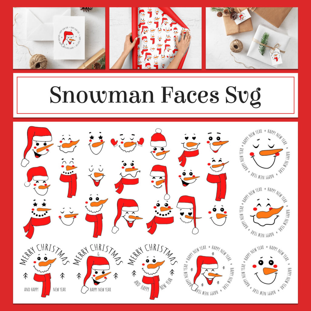 Snowman Face Svg Collection Masterbundles