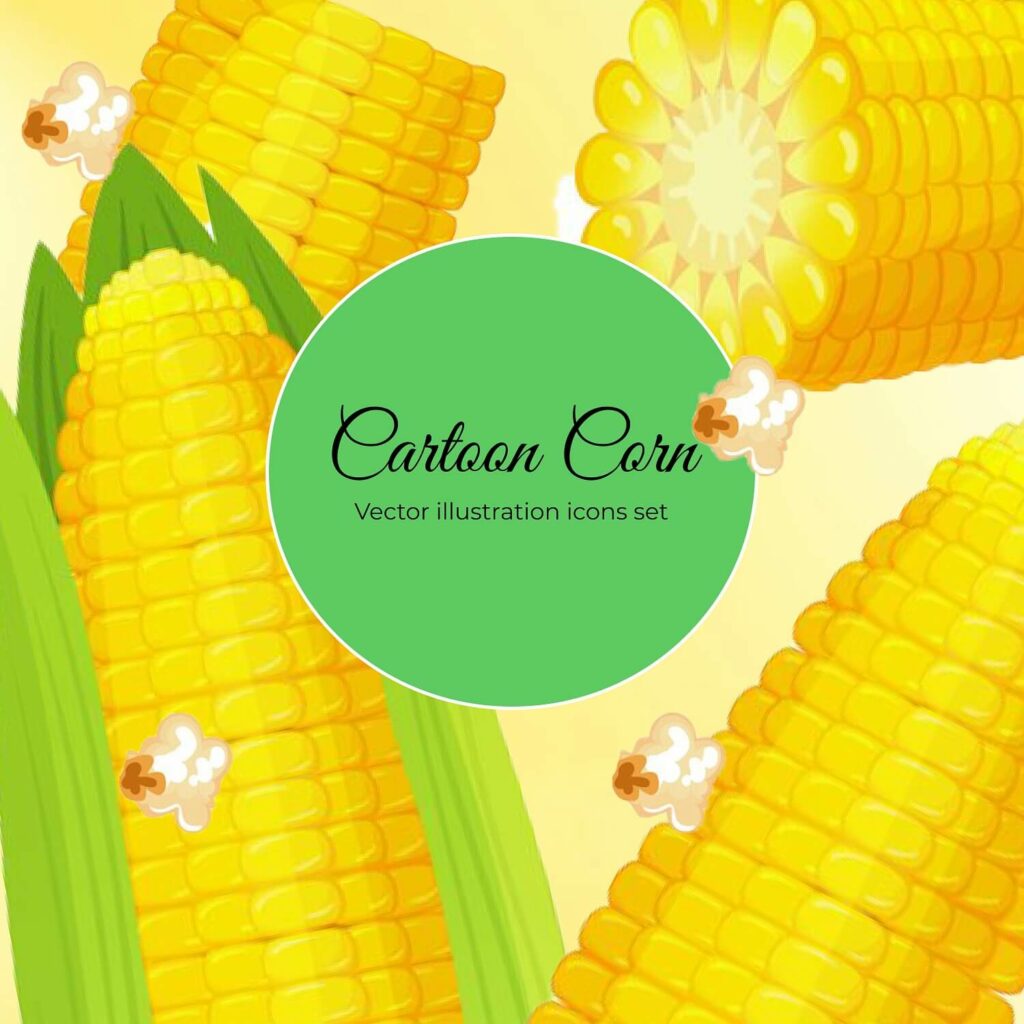 Cartoon Corn Golden Maize Harvest Popcorn Corny Grains And