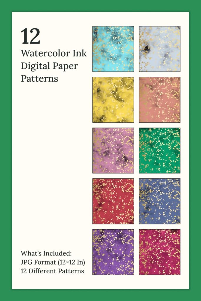 Watercolor Ink Digital Patterns Masterbundles