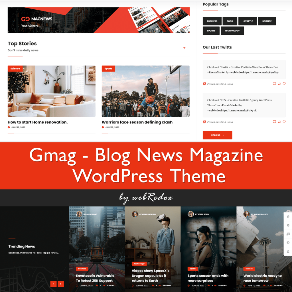 Gmag Blog News Magazine WordPress Theme MasterBundles