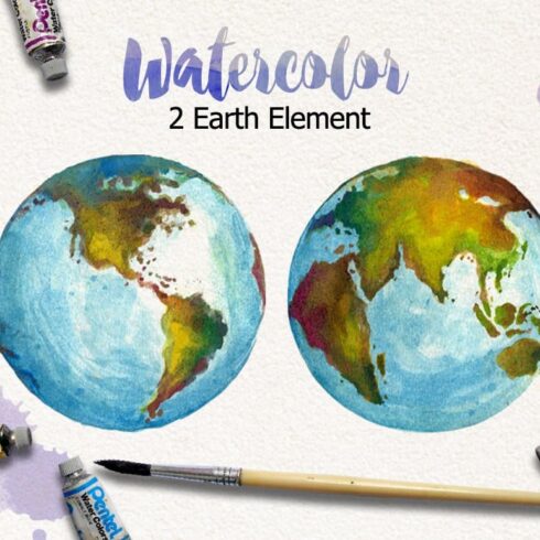 Watercolor Earth MasterBundles