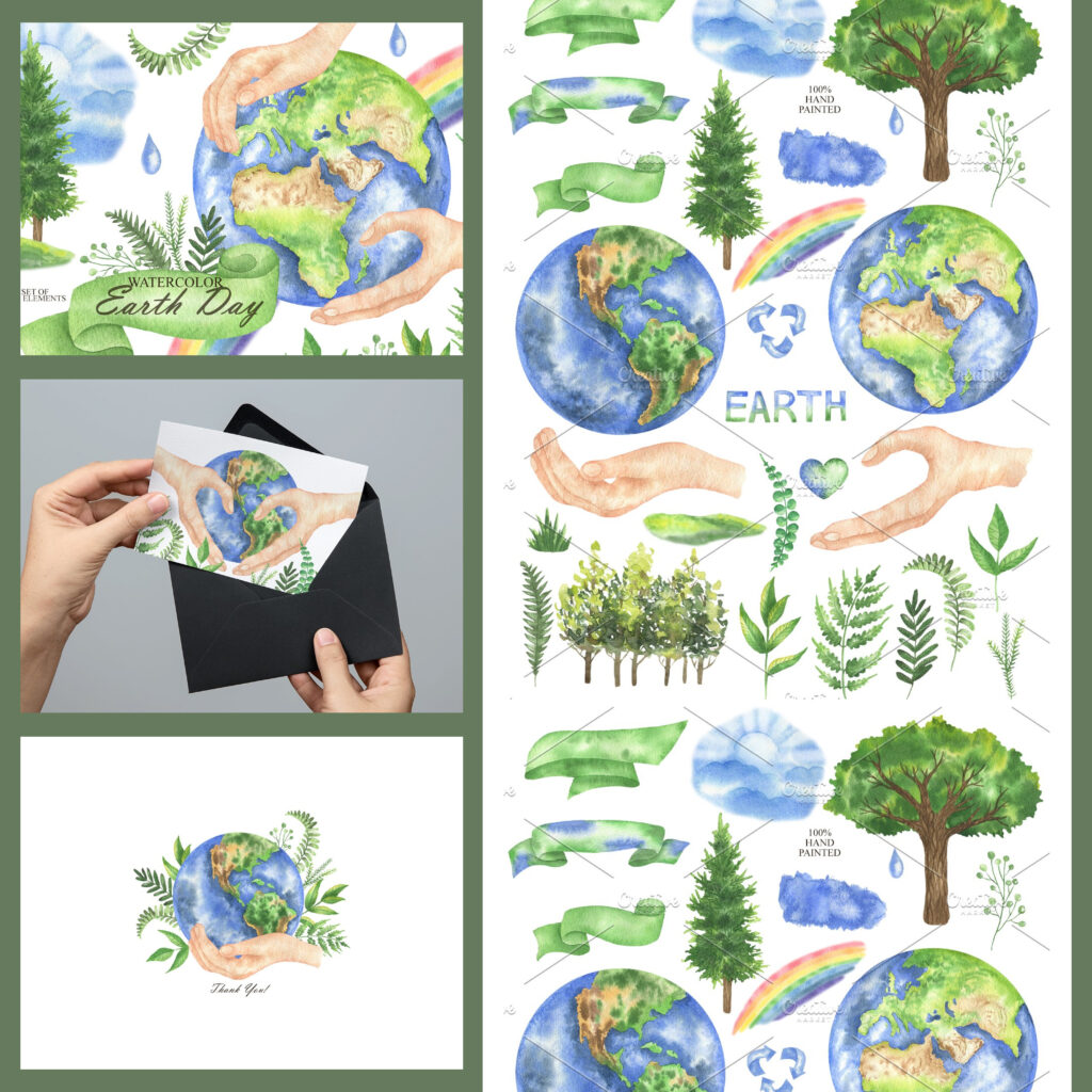 Watercolor Earth Day Clipart Masterbundles