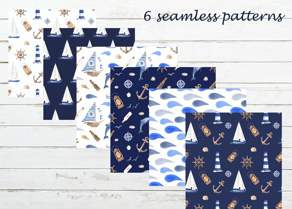 Nautical Set Watercolor Masterbundles