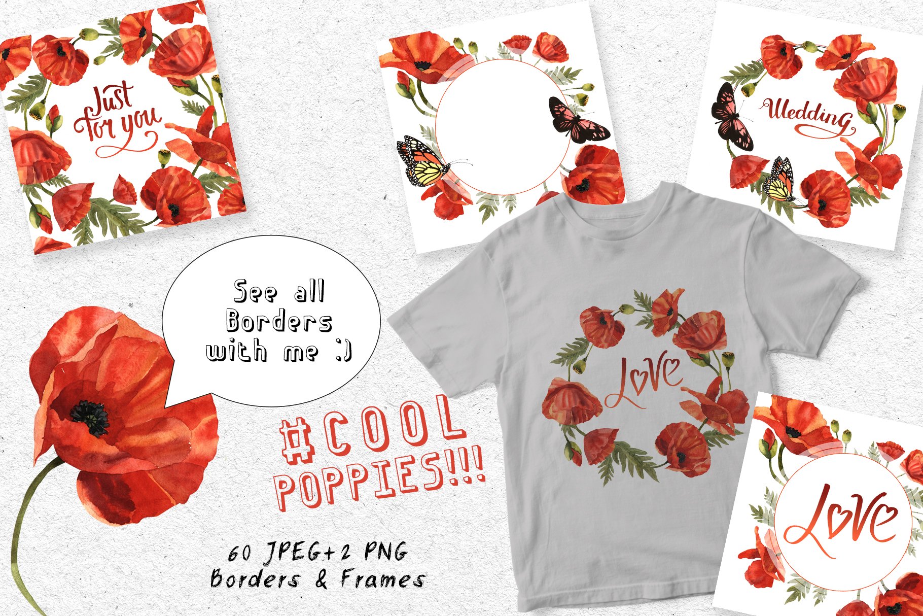This poppy print is perfect for clothes and love cards.