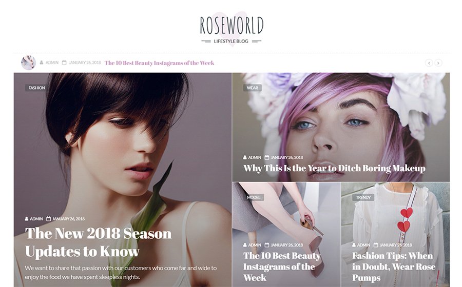 Roseworld - Lifestyle Blog WordPress Theme