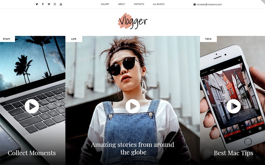Video Blogger MotoCMS 3 Landing Page Template
