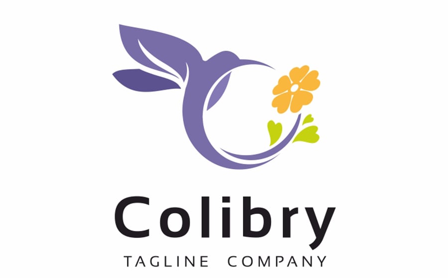 Colibri Beauty Flower Logo Template.