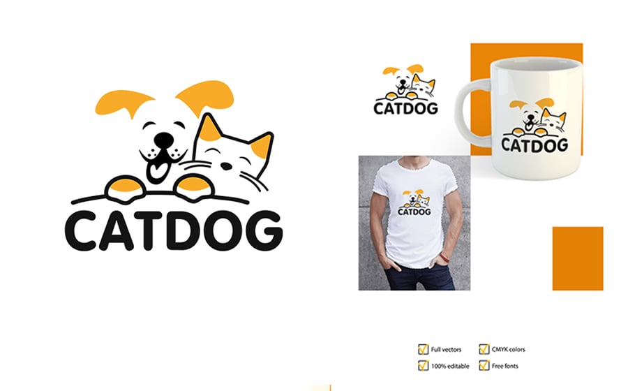 Animal Dog and Cat Logo Template.