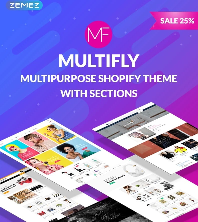 Collage with images of Shopify themes.