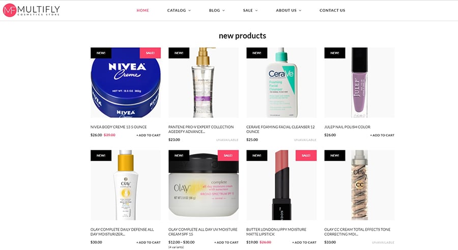 Main page of the online store with cosmetic.