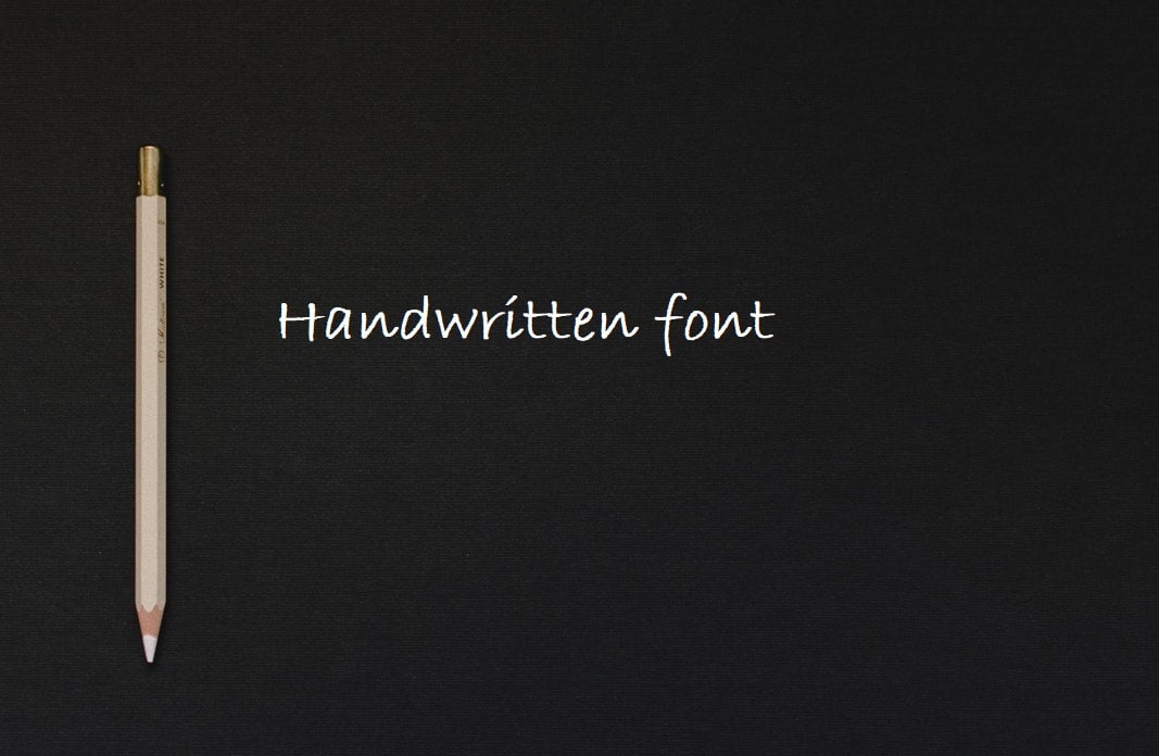 White text Handwritten font.