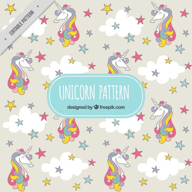  Colored unicorn with stars pattern 