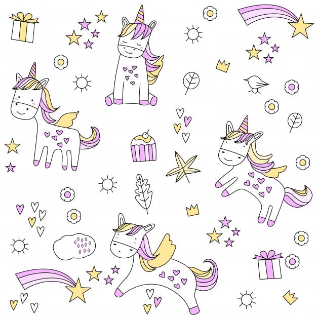 Cute baby unicorn seamless pattern